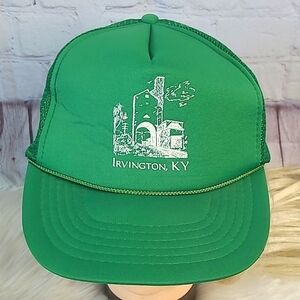 Vintage 90s Irvington Kentucky Green Mesh 5 Panel Snapback Trucker Hat Cap OS